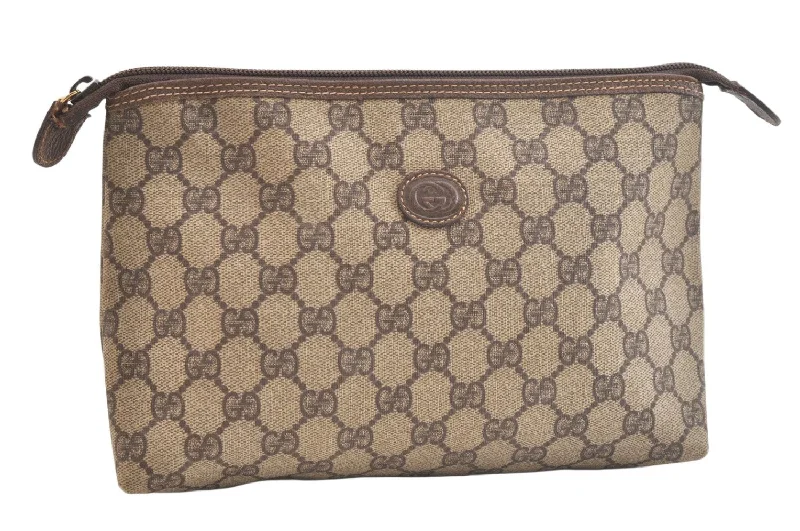 Gucci Marmont bags for women with quilted leather exteriorsAuthentic GUCCI Vintage Clutch Hand Bag Purse GG PVC Leather Brown 3860K