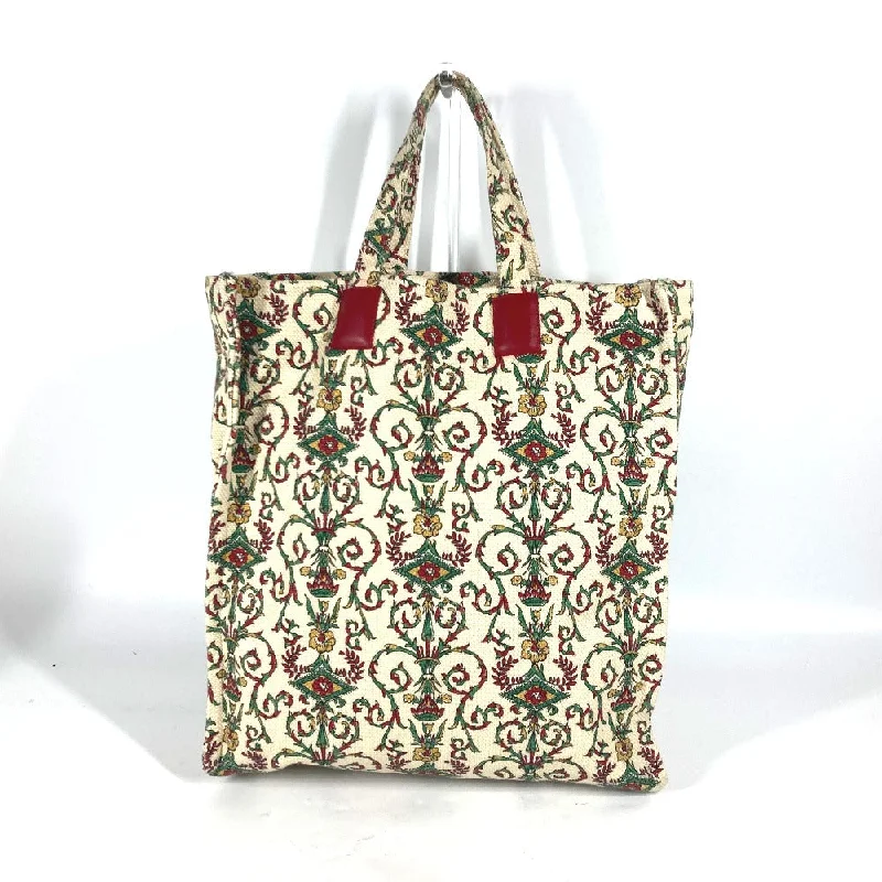 Women Gucci bags with a chain - link trim and a leather bodyGUCCI Tote Bag canvas beige GARDEN Women Used