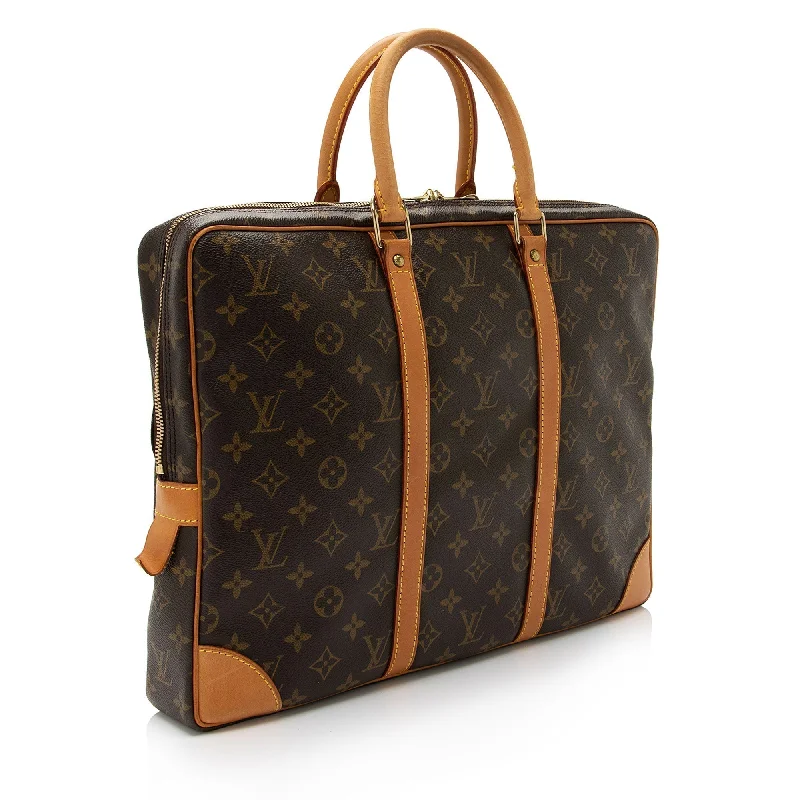 Louis Vuitton handbags with a beaded trim for a touch of glamourLouis Vuitton Vintage Monogram Canvas Porte Documents Voyage Bag