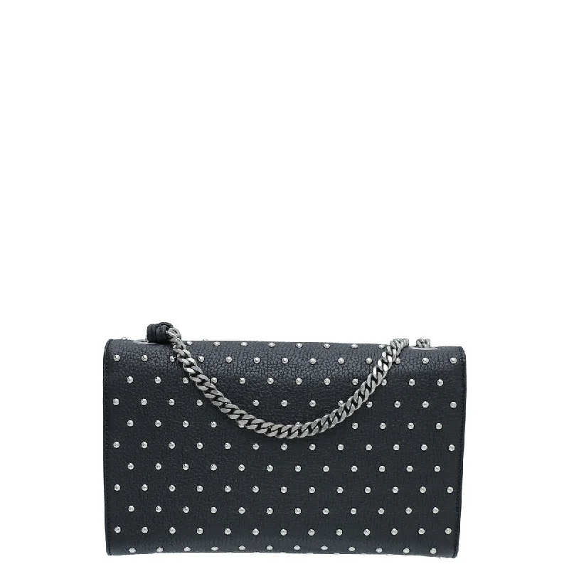 Women Gucci Sylvie bags with a leather - wrapped handleGucci Black Studded Miss Bamboo Flap Bag