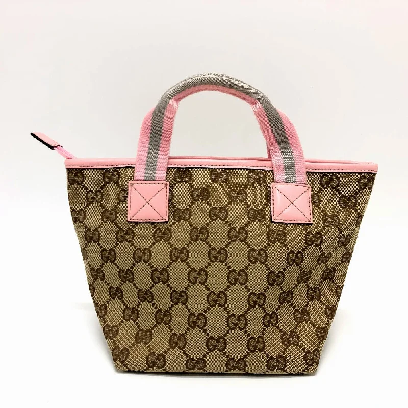 Women Gucci bags with interlocking G hardware for a classic lookGUCCI Tote Bag 284728 GG canvas Brown x pink Chilled license GG Shelly line Women Used