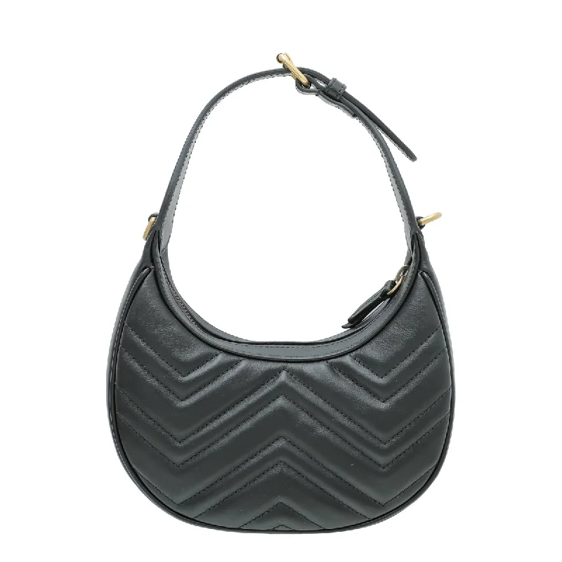 Gucci Marmont bags for women with a snakeskin - effect panelGucci Black GG Marmont Half Moon Mini Bag