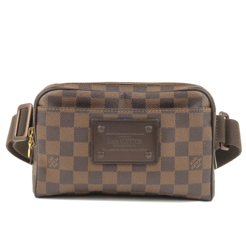 Louis Vuitton bags with a snap - button closure and a decorative charm for styleLouis Vuitton Damier Ebene Bum Bag Brooklyn Waist Bag N41101