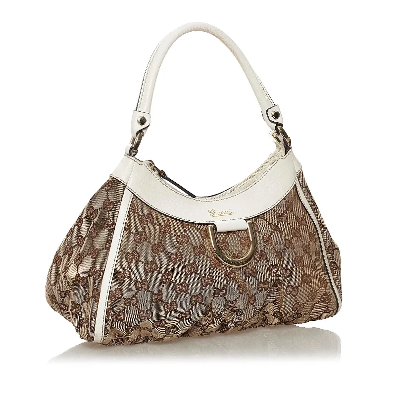 Women Gucci backpacks with a luxurious leather finishGucci GG Canvas Abbey D-Ring Shoulder Bag (33347)