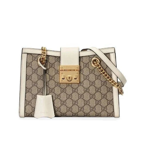 Women Gucci tote bags in GG Supreme canvas for a branded feelGucci Padlock small GG shoulder bag