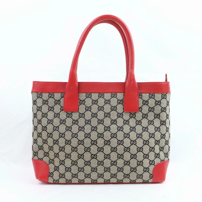 Women Gucci bags with a front - zip pocket for small itemsGucci Tote Bag Red Canvas (SHC1-16084)