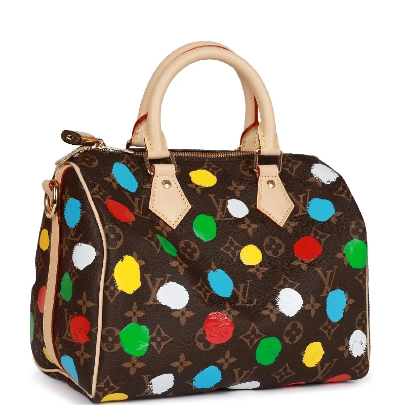 Ladies Louis Vuitton shoulder bags with a single - handle silhouetteLouis Vuitton x Yayoi Kusama Monogram Speedy Bandouliere 25