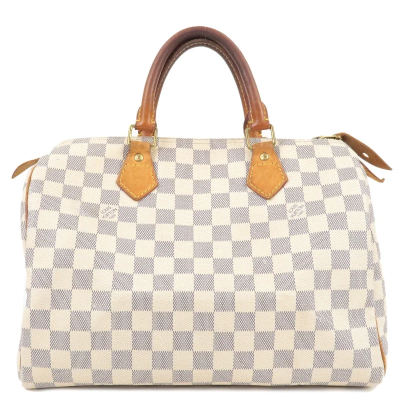 Ladies Louis Vuitton shoulder bags with a wide - width strap for comfortLouis Vuitton Damier Azur Speedy 35 Boston Hand Bag N41535