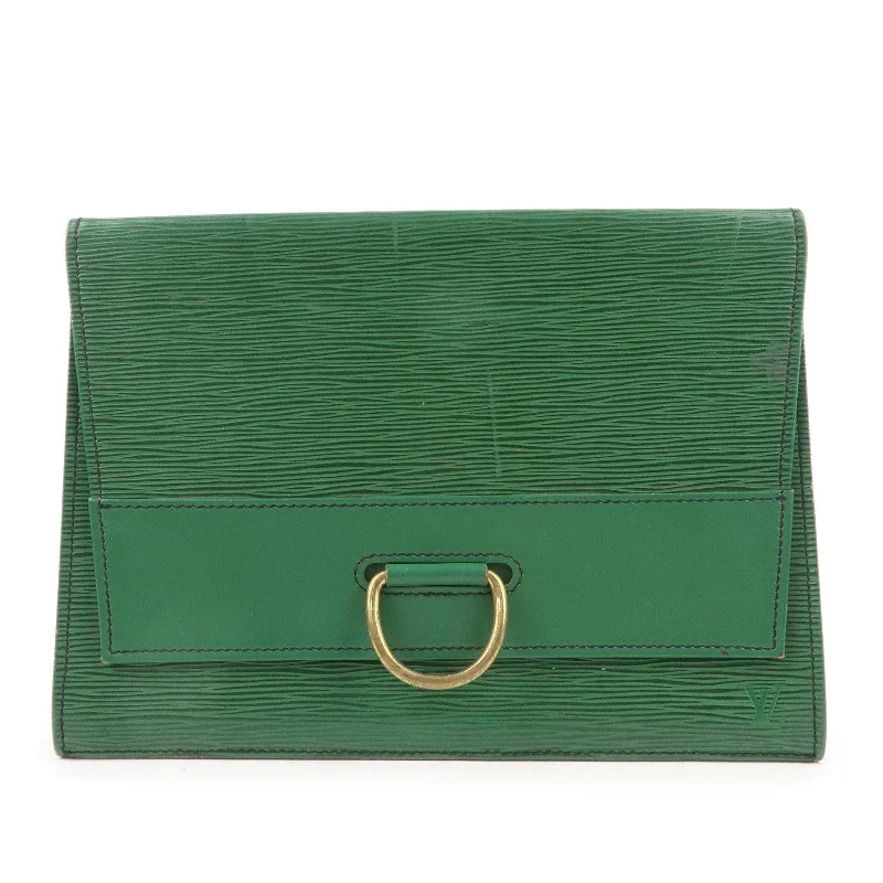 Louis Vuitton bags with a chain - link trim and a leather body for a modern edgeLouis Vuitton Epi Iena 28 Clutch Bag Borneo Green M52724