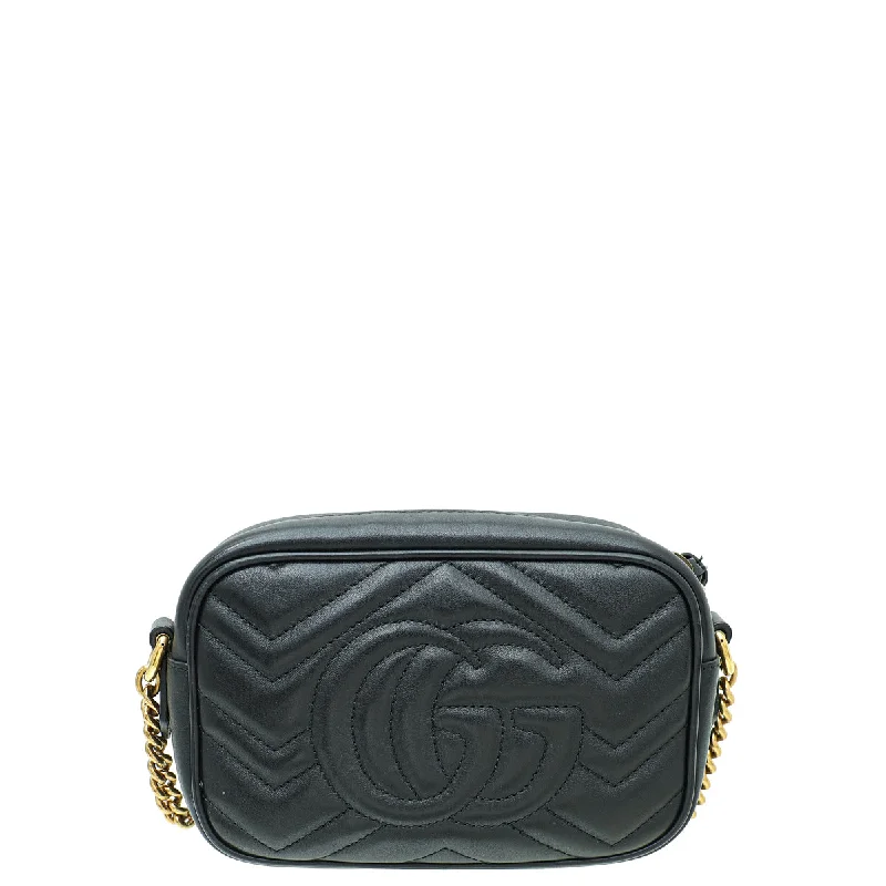 Ladies Gucci shoulder bags with a tassel decorationGucci Black GG Marmont Mini Camera Bag