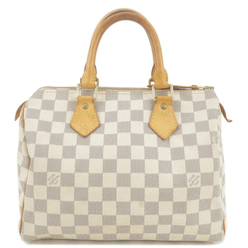 Louis Vuitton bags with a front - flap pocket for quick - access itemsLouis Vuitton Damier Azur Speedy 25 Boston Bag Hand Bag N41534