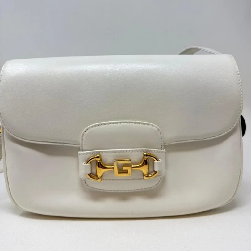 Gucci handbags for women with a metal - framed claspGucci White Leather Horsebit Bag Medium