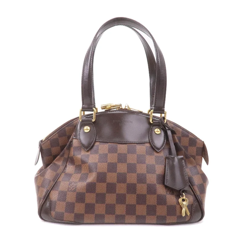 Louis Vuitton Petite Malle bags with a hard - shell structure for uniquenessLouis Vuitton Damier Verona PM Hand Bag Ebene Brown N41117