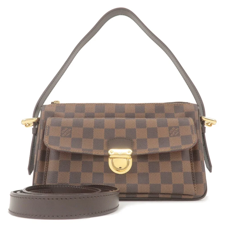 Louis Vuitton bags with a magnetic snap closure for easy accessLouis Vuitton Damier Ravello GM Shoulder Bag Brown N60006