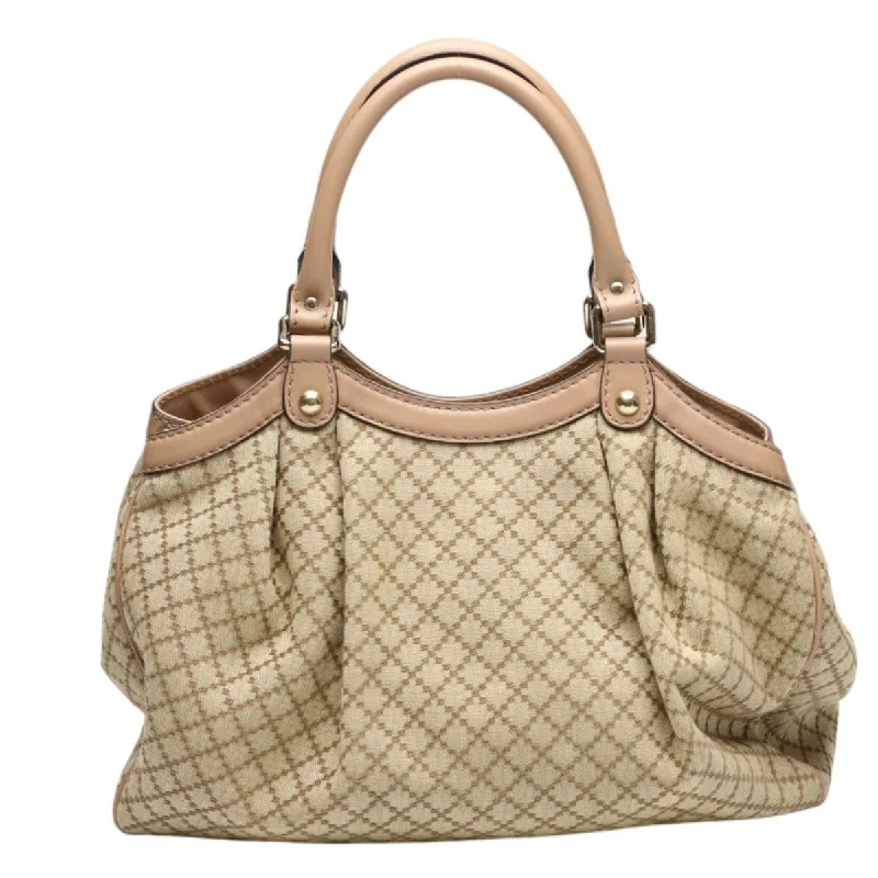 Women Gucci Sylvie bags with a leather - wrapped handleGUCCI Tote Bag 211944 GG canvas beige Handbag Diamante canvas Women Used