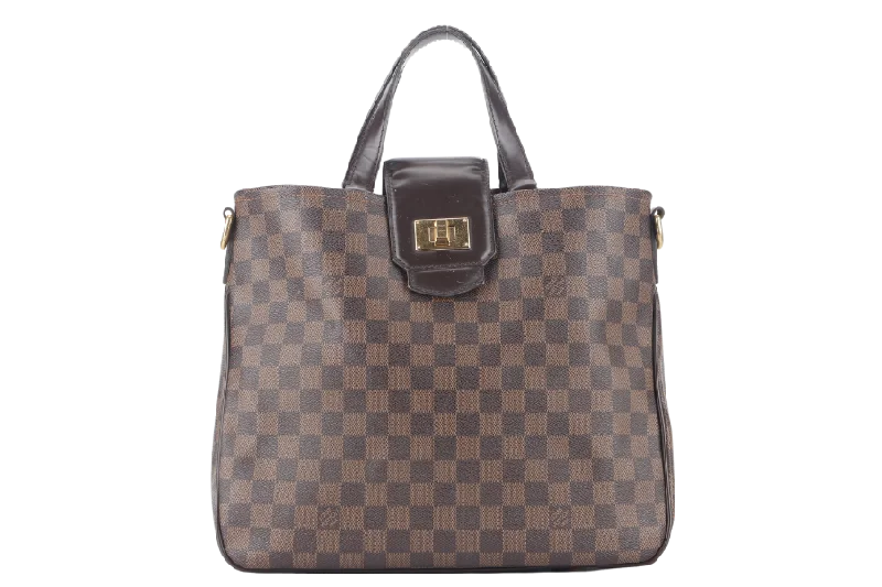 Louis Vuitton bags with a zip - around closure for enhanced securityLOUIS VUITTON ROSEBERY CABAS (N41177) DAMIER EBENE CANVAS GOLD HARDWARE WITH DUST COVER AND STRAPS