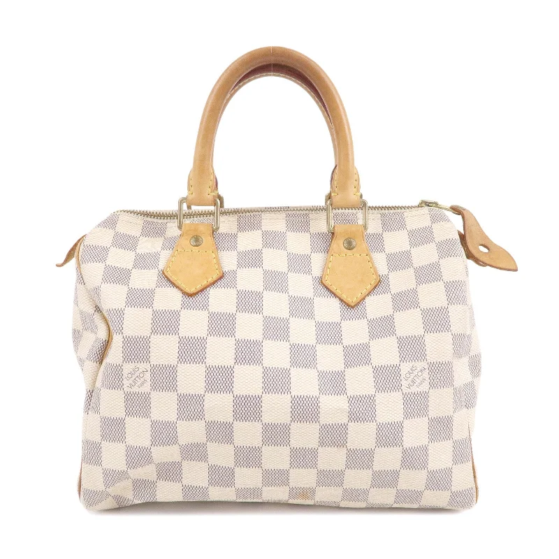 Louis Vuitton tote bags with a water - resistant coating for outdoor useLouis Vuitton Damier Azur Speedy 25 Boston Bag Hand Bag N41534