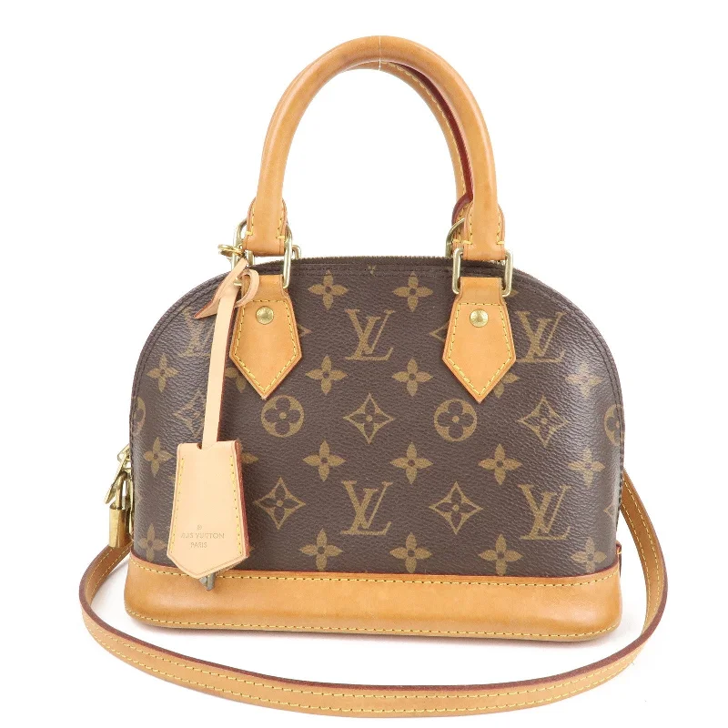 Louis Vuitton bags with a chain - link trim and a leather body for a modern edgeLouis Vuitton Monogram Alma BB 2Way Hand Bag Brown M53152