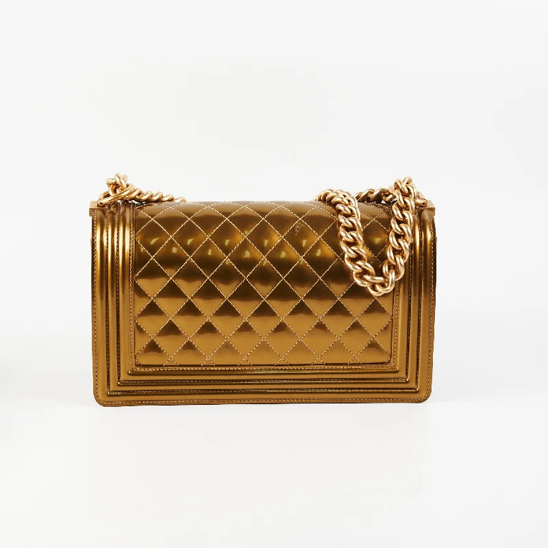 Chanel Small Crossbody Bag for TravelChanel Medium Boy Patent Gold