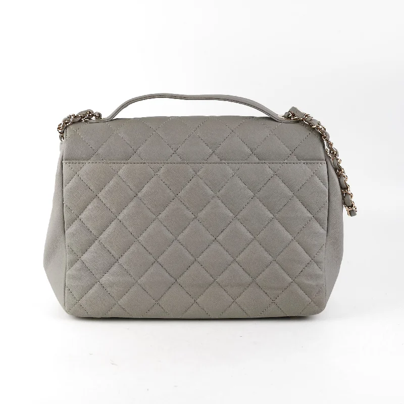 Chanel bags with gold, silver, and pearl accentsChanel Medium Business Affinity Grey Caviar