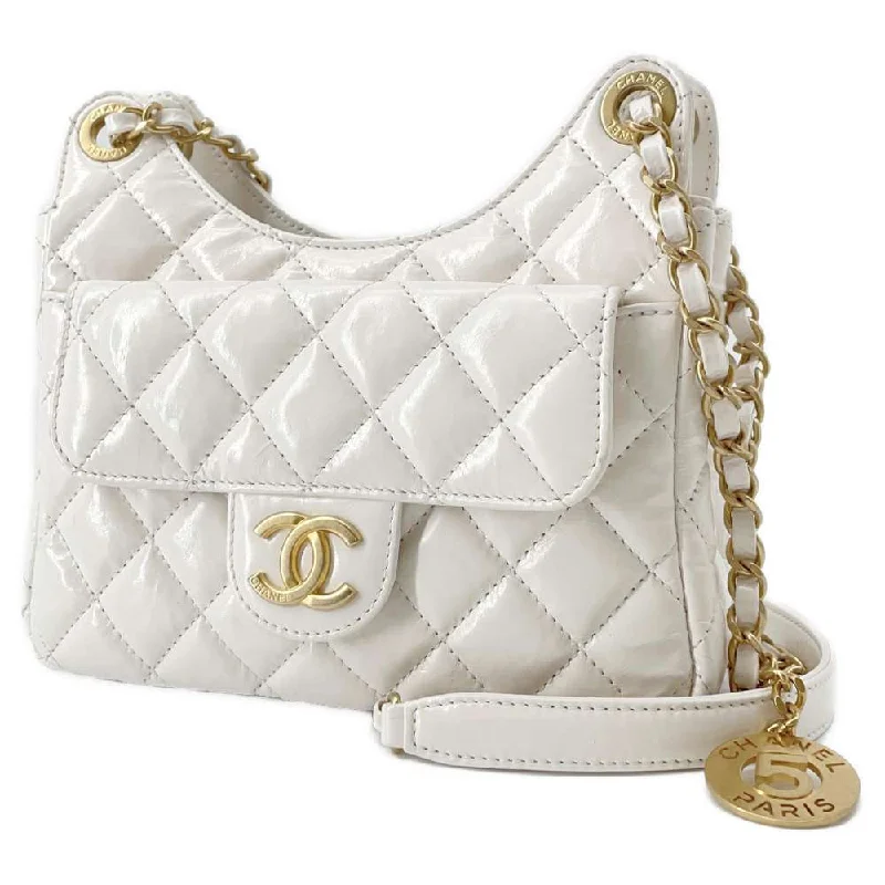 Chanel Medium Tote Bag for Office LadiesCHANEL Hobo ChainShoulder Bag White AS3710 Shiny Calf Leather Size Small