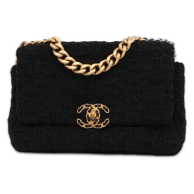 Chanel Quilted Leather Shoulder Bag for FashionistasCHANEL 19 ChainShoulder Bag Black AS1160 Tweed