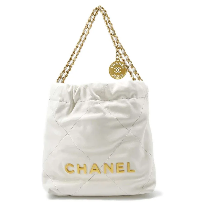 Chanel Black Handbag for Business MeetingsCHANEL CHANEL 22 Handbag White AS3980 Shiny Calf Leather Size Mini