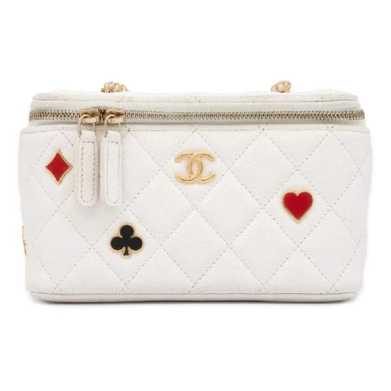 Chanel Handbag with Adjustable Strap for ComfortCHANEL Trump Vanity ChainShoulder Bag White AP3079 Caviar Leather