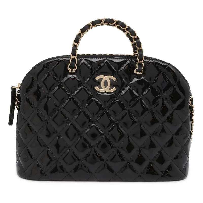 Chanel bags with iconic stitching detailsCHANEL 2wayChainHandbag Black AS3969 Patent Leather