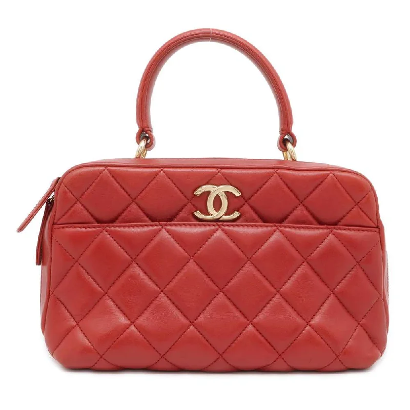 Chanel Black Handbag for Business MeetingsCHANEL Matelasse 2wayBowling Bag Red Lambskin