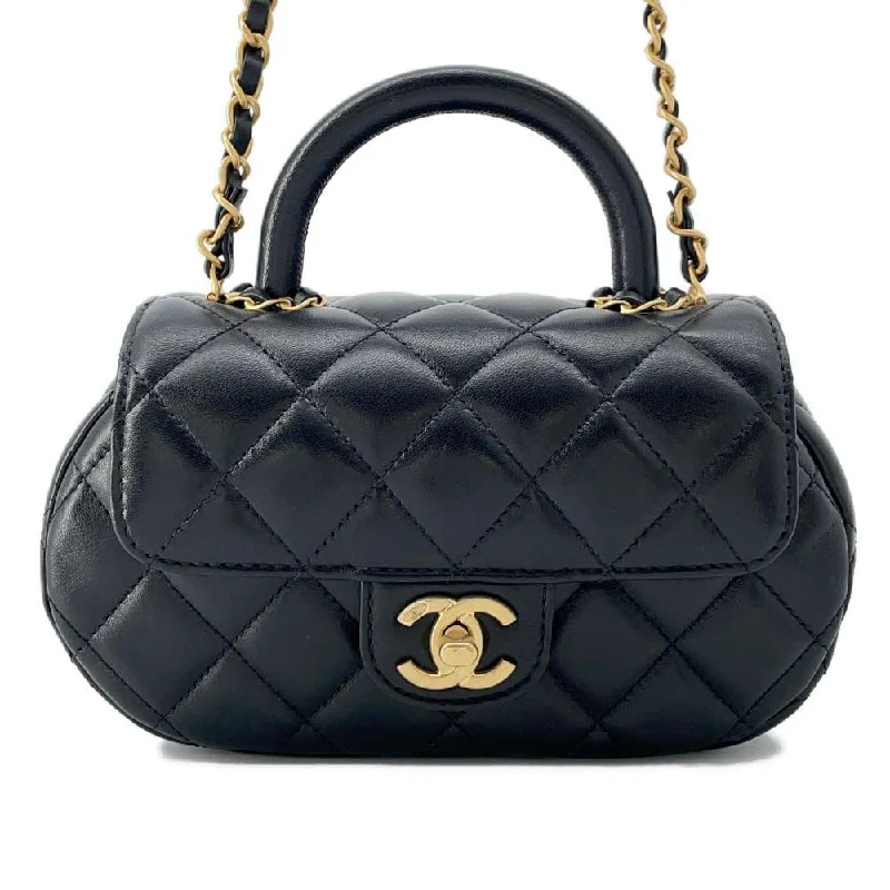 Chanel bags with classic and elegant designsCHANEL Matelasse Top Handle ChainShoulder Bag Black AS4569 Lambskin