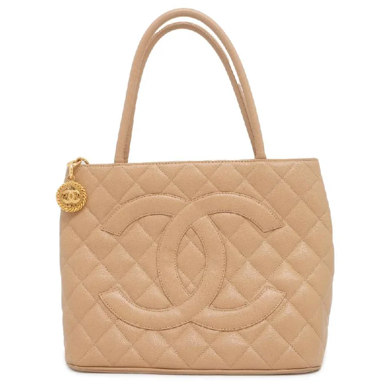 Chanel Limited Edition Handbag for CollectorsCHANEL Medallion Tote Beige A01804 Caviar Leather