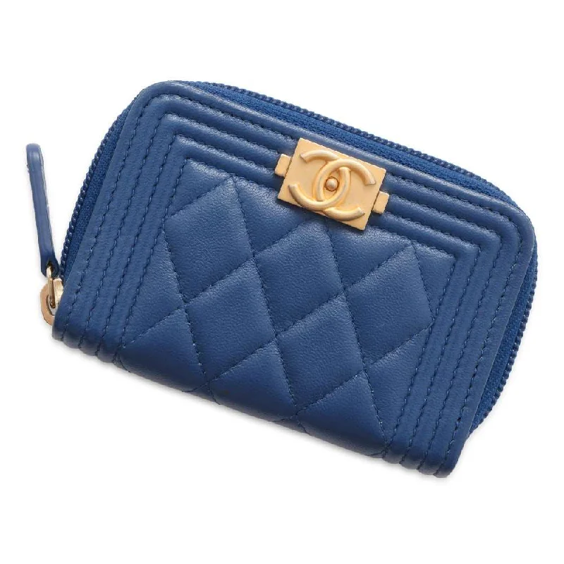 Chanel bags for a polished and professional appearanceCHANEL Boy Chanel Compact Wallet Blue A80602 Lambskin