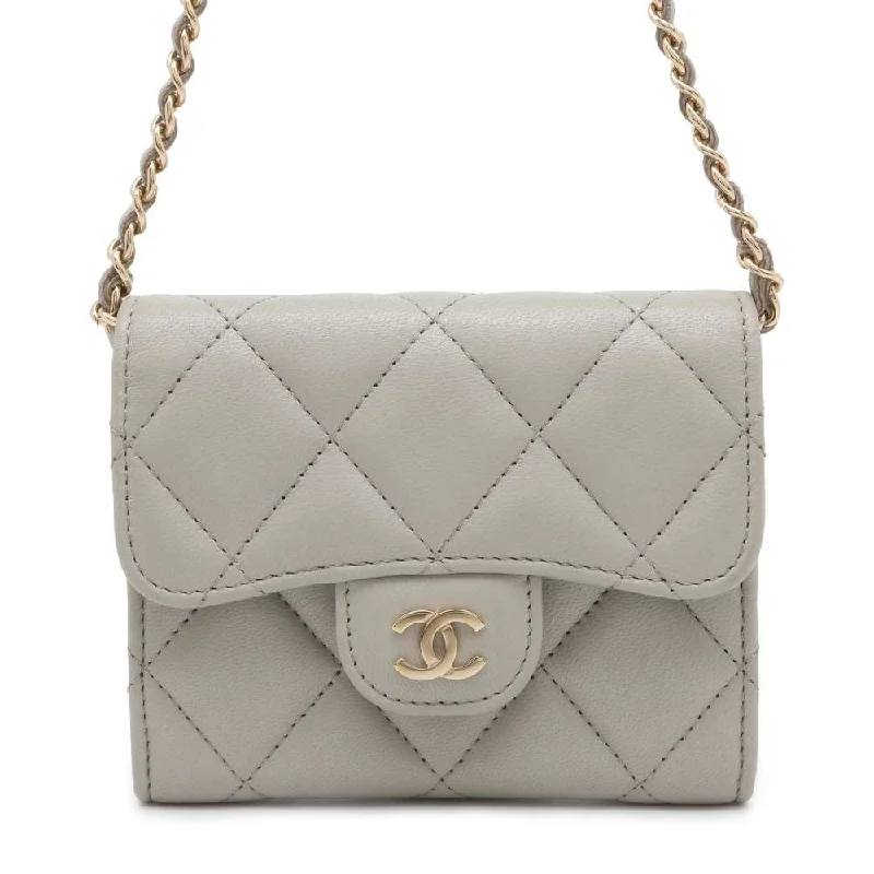 Chanel bags that pair perfectly with any outfitCHANEL Compact Chain wallet Gray AP0238 Lambskin