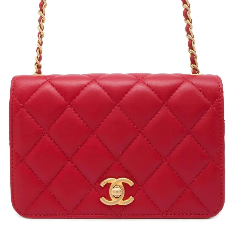 Chanel All - Match Handbag for Versatile StylingCHANEL Matelasse Full Flap ChainShoulder Bag Red AS0148 Lambskin