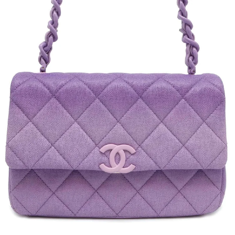 Chanel bags with intricate metal hardwareCHANEL Matelasse Gradation Shoulder Bag Purple AS4598 Caviar Leather