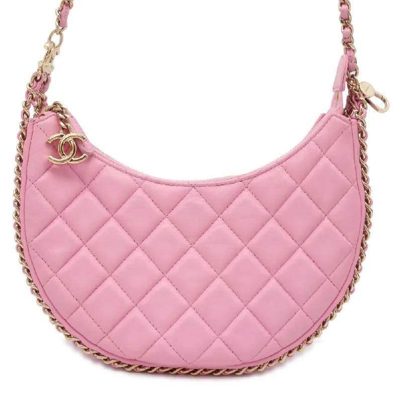 Chanel bags with iconic stitching detailsCHANEL Matelasse Small Hobo Shoulder Bag Pink AS3917 Lambskin