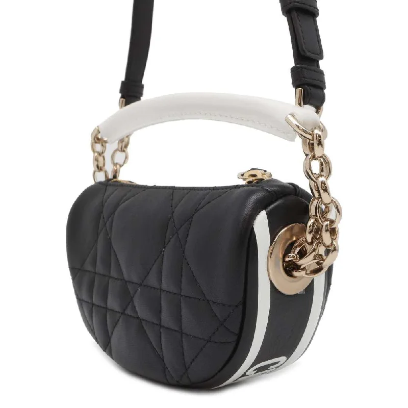 Christian Dior bags with a zip - top closure and multiple compartmentsDior Vibe Hobo Bag Black/White S7200ONOA Lambskin Size micro