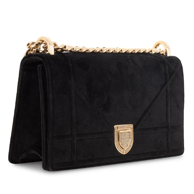 Christian Dior bags with a side - pocket for holding a water bottleDiorama - Black Velvet