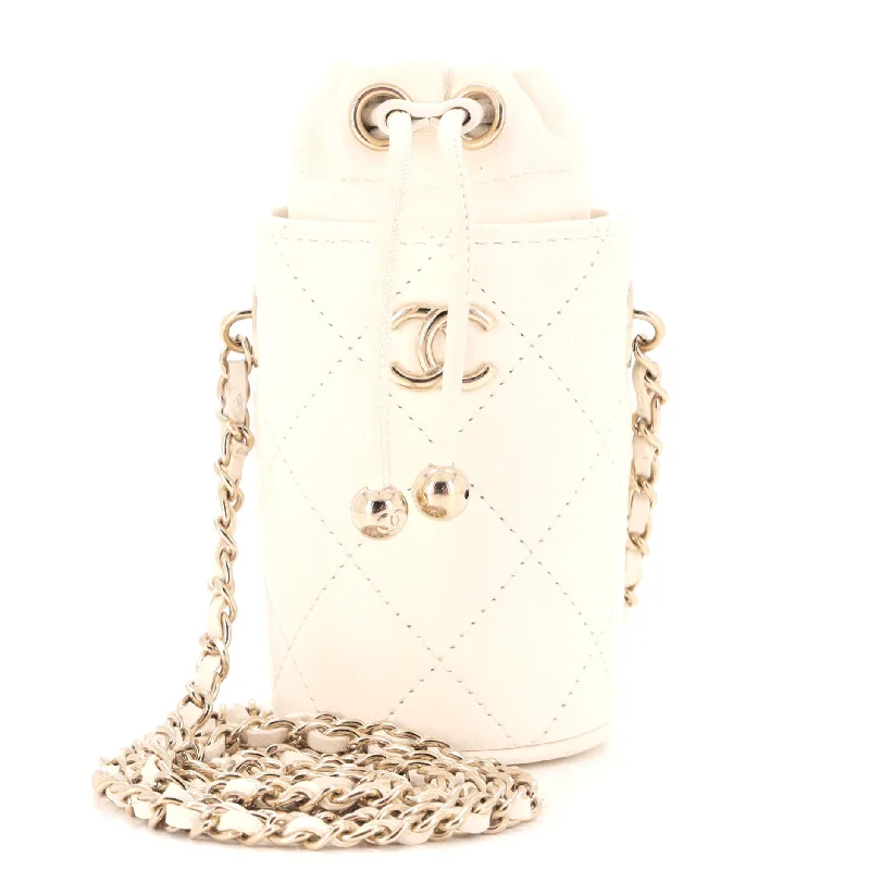 Christian Dior Saddle bags with a studded trim for a bold lookDrawstring Bucket with Chain Quilted Lambskin Mini