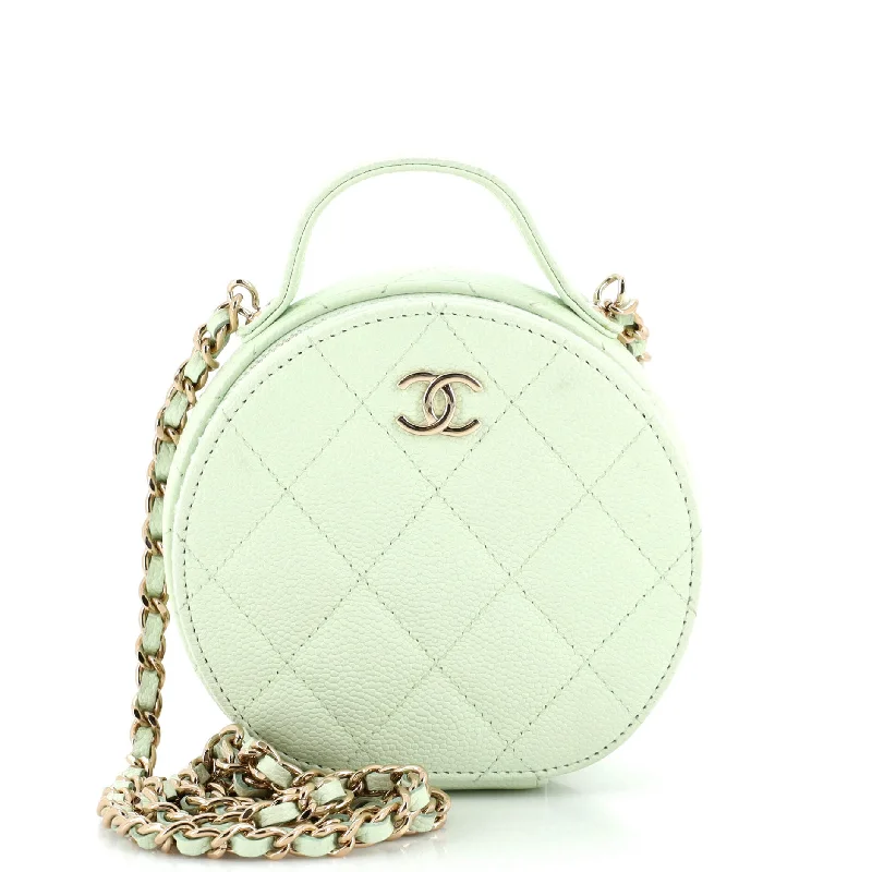 Stylish Christian Dior shoulder bags with a tassel - adorned zipperHandle with Care Round Vanity Case with Chain Quilted Caviar Small