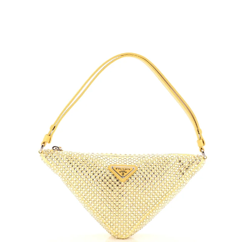 Contemporary Christian Dior handbags with a unique shapeTriangle Top Handle Pouch Bag Crystal Embellished Satin Mini